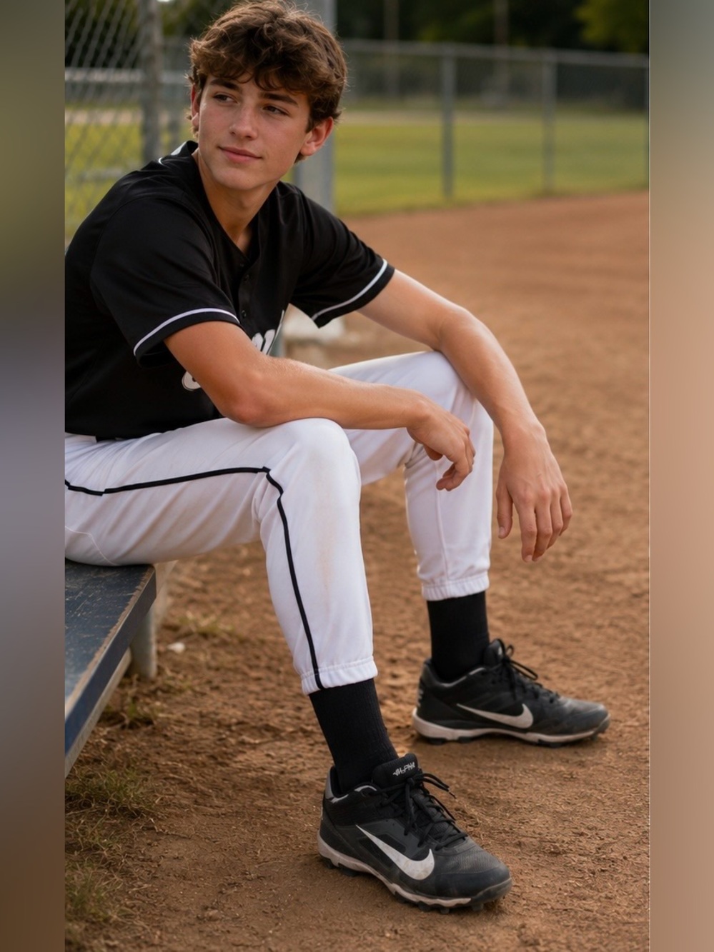Nike Kids Black and White Baseball cleats